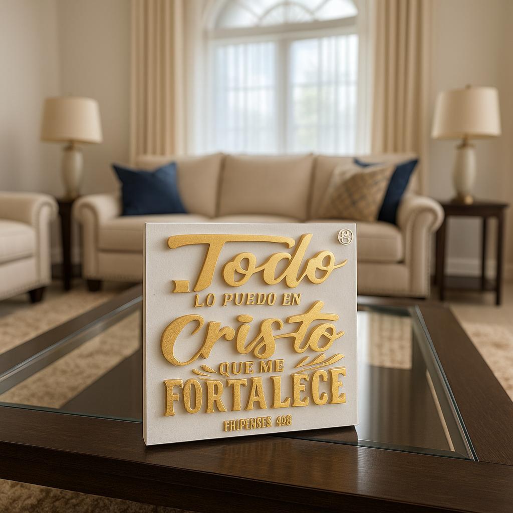 Placa: TODO LO PUEDO EN CRISTO QUE ME FORTALECE - Made in USA