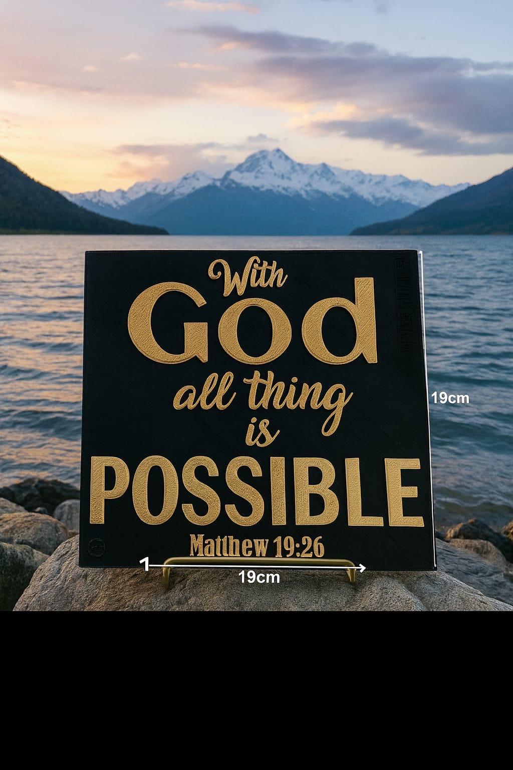 Plaque: WITH GOD ALL THING IS POSSIBLE - Made in USA