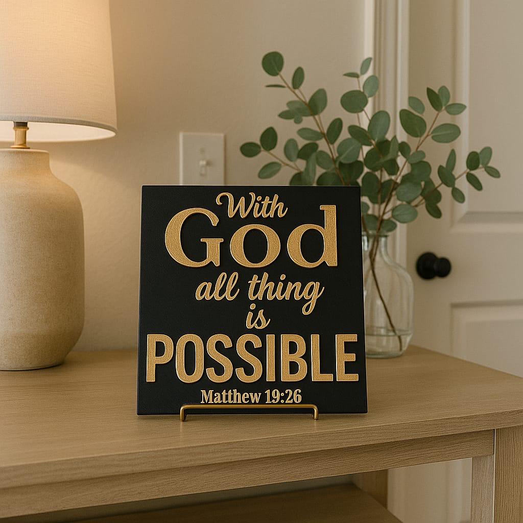 Plaque: WITH GOD ALL THING IS POSSIBLE - Made in USA