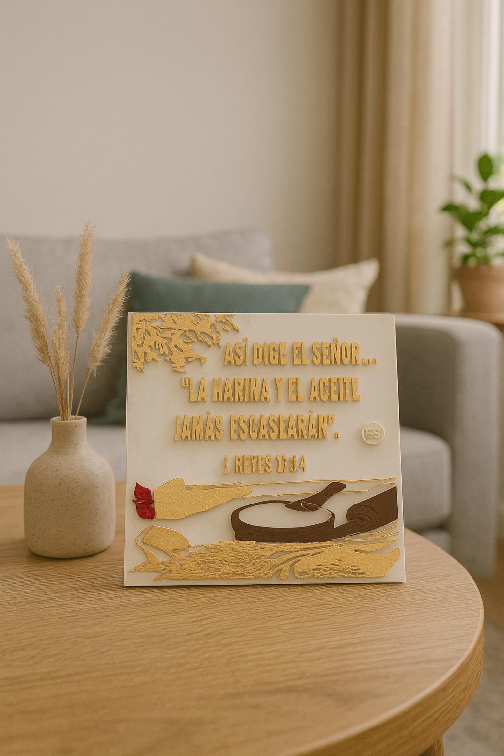Placa: ASI DICE EL SEÑOR: LA ARINA Y EL ACEITE JAMAS ESCASEARAN - Made in USA