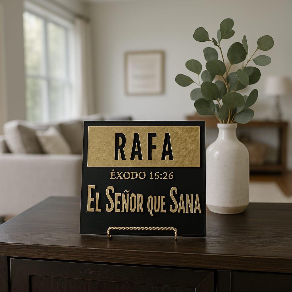 Placa: RAFA - DIOS QUE SANA - Made in USA