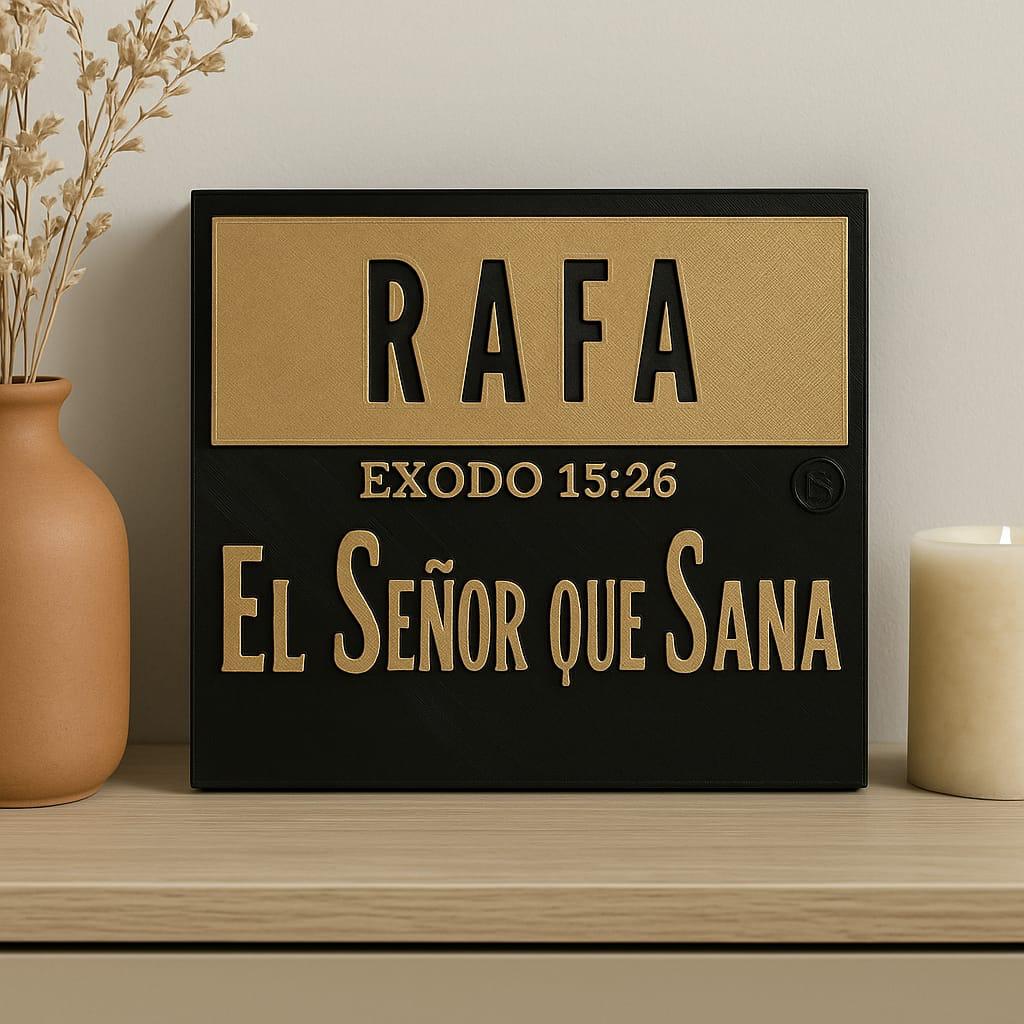 Placa: RAFA - DIOS QUE SANA - Made in USA