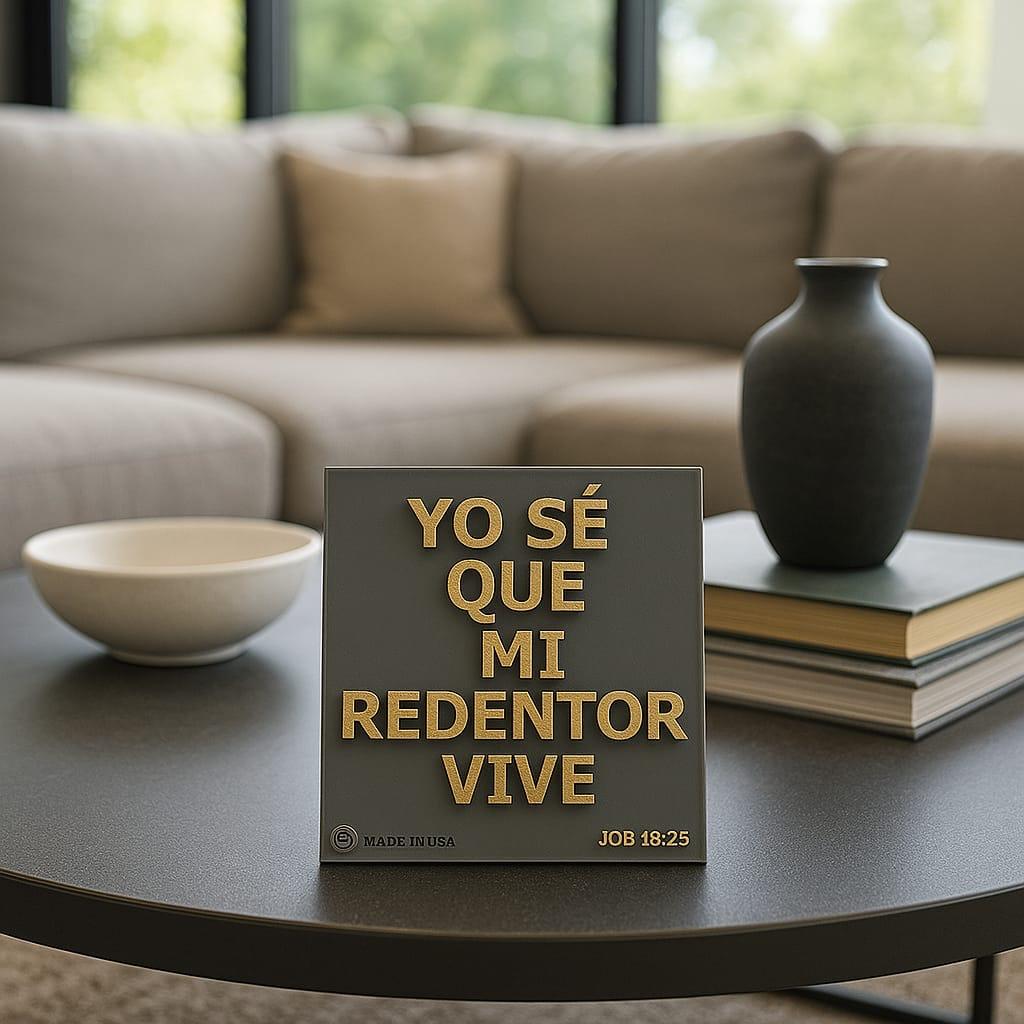 Placa: YO SE QUE MI REDENTOR VIVE - Made in USA