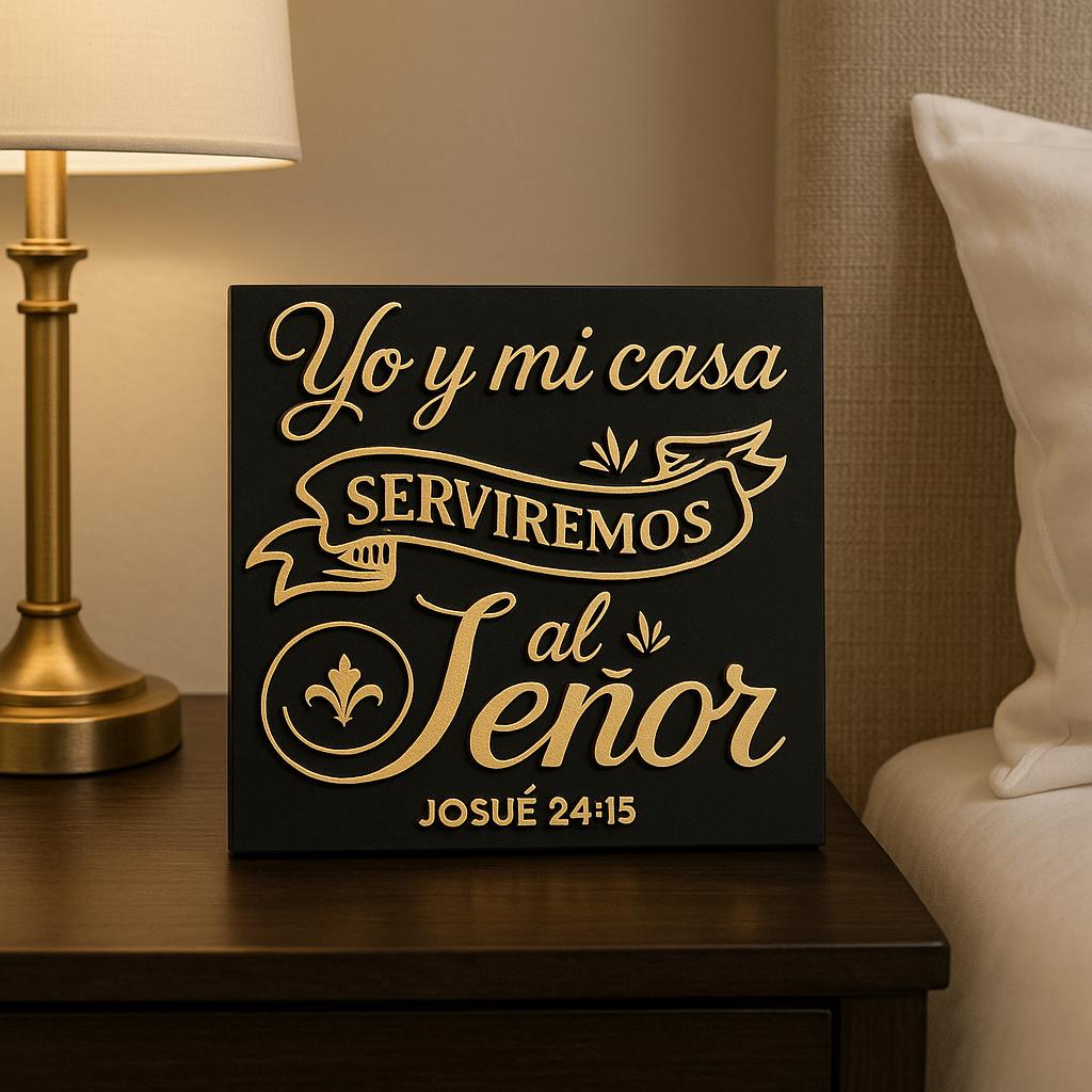 Placa: YO Y MI CASA SERVIREMOS AL SEÑOR - Made in USA