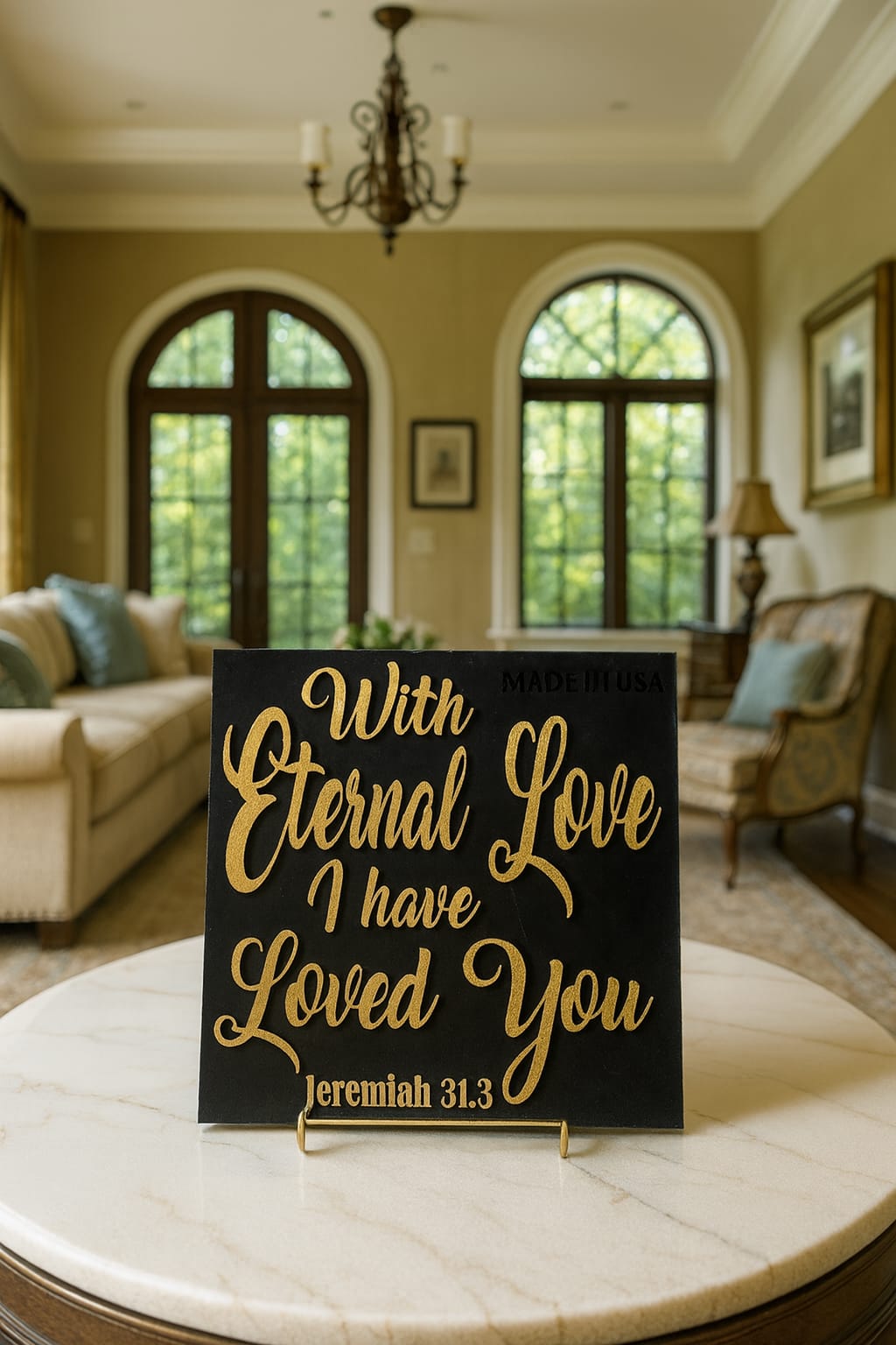Plaque: WITH ETERNAL LOVE I HAVE LOVED YOU - Made in USA