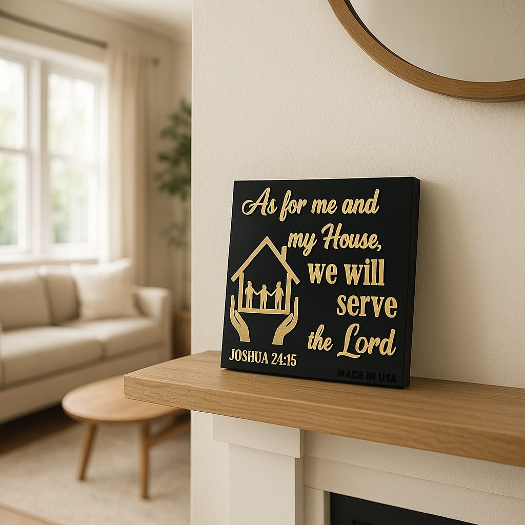 Plaque: AS FOR ME AND MY HOUSE SERVE THE LORD - Made in USA