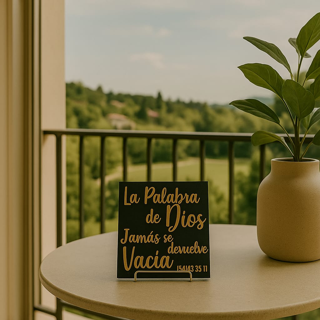 Placa: LA PALABRA DE DIOS JAMAS SE DEVUELVE VACIA - Made in USA