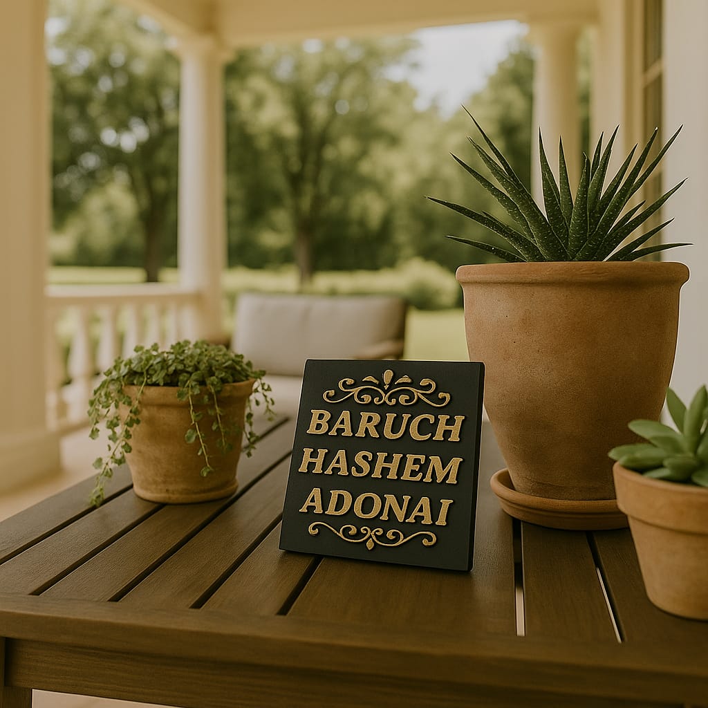 Plaque: BARUCH HASHEM ADONAI - Made in USA