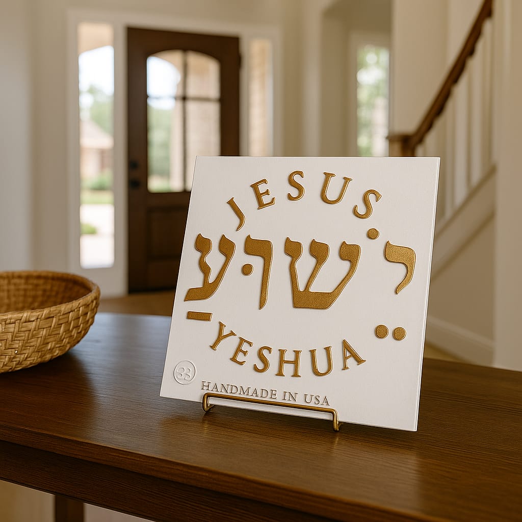 Placa: JESHUA - JESUS -JESUS EN HEBREO - Made in USA