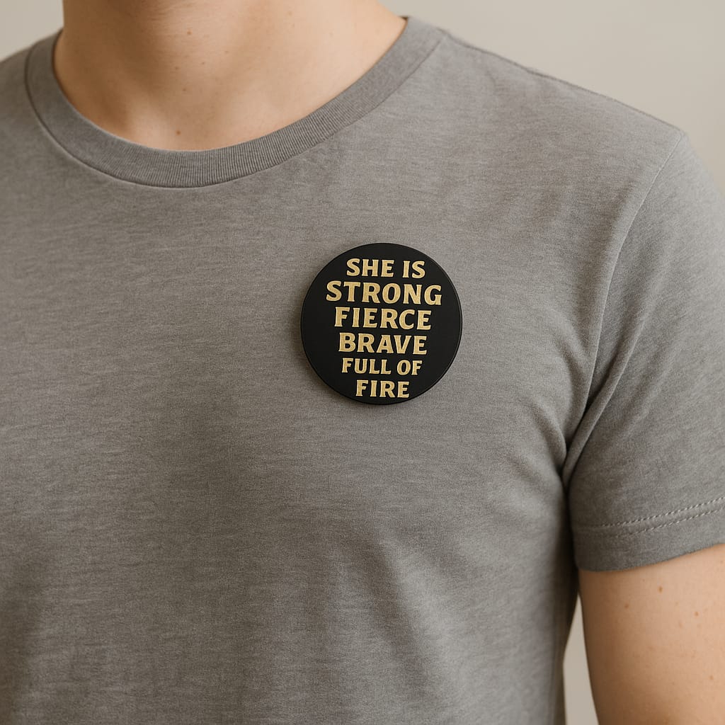 PIN - SHE IS STRONG FIERCE BRAVE FULL OF FIRE - Made in USA