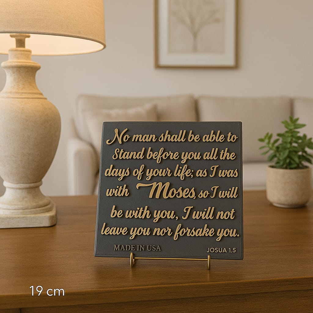 Plaque: NO MAN SHALL BE ABLE TO STAND BEFORE YOU ALL THE DAYSOF YOUR LIFE, AS I WAS WITH MOSES, SO I WILL BE WITH YOU I WILL NOT LEAVE YOU NOR FORSAKE YOU - Made in USA