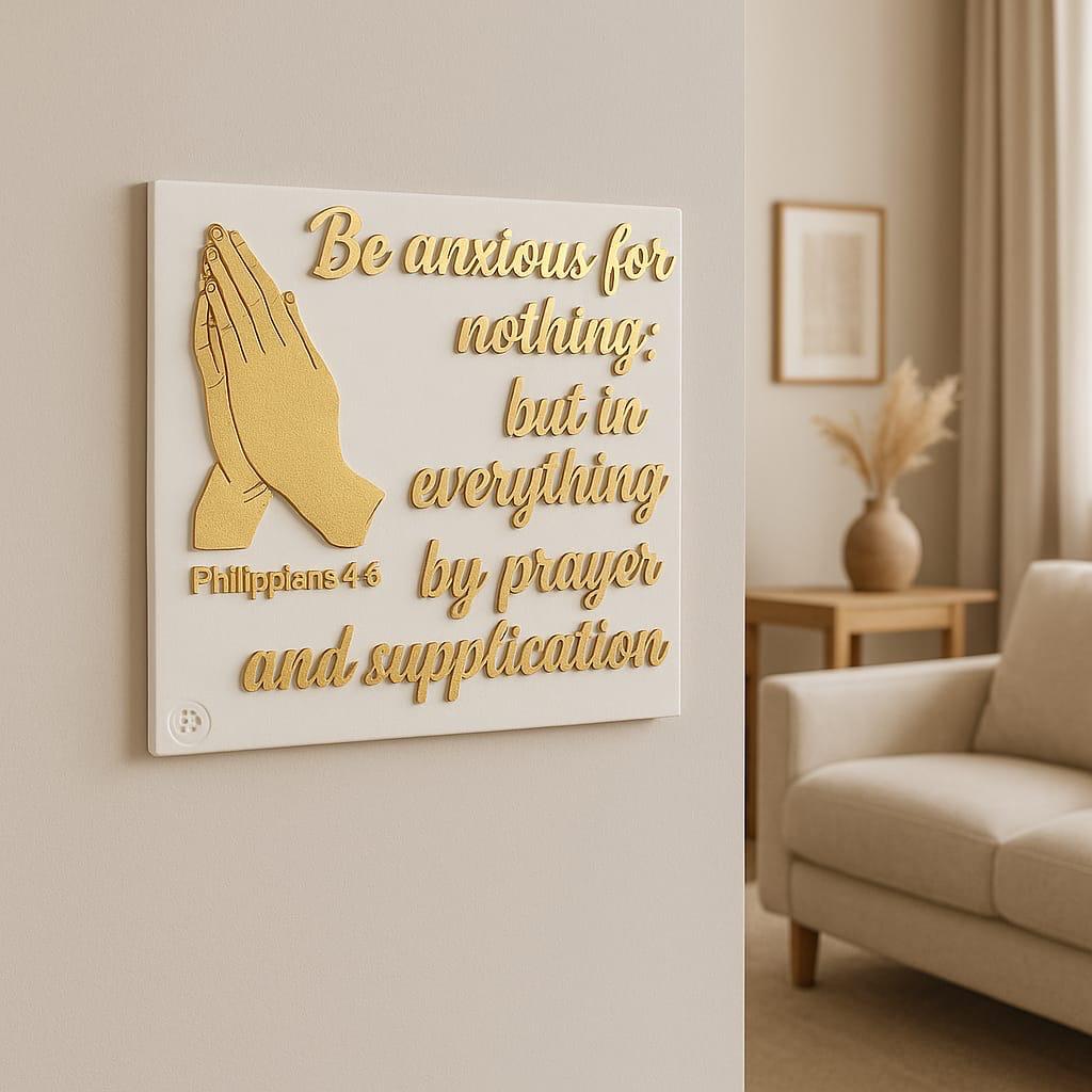Placa: BE ANXIOUS FOR NOTHING, BUT IN EVERITHING BY PRAYER AND SUPPLICATION - Made in USA