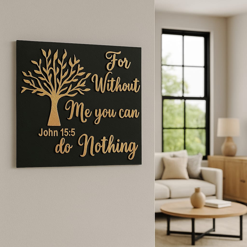 Plaque: FOR WITHOUT ME YOU CAN DO NOTHING - Made in USA