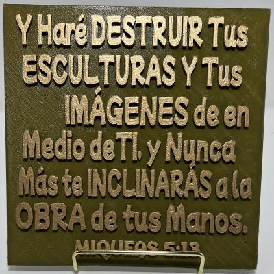 Y HARE TUS ESCULTURAS Y TUS IMAGENES DE EN MEDIO DE TI, Y NUNCA MAS TE INCLINARAS A LAS OBRAS DE TUS MANOS