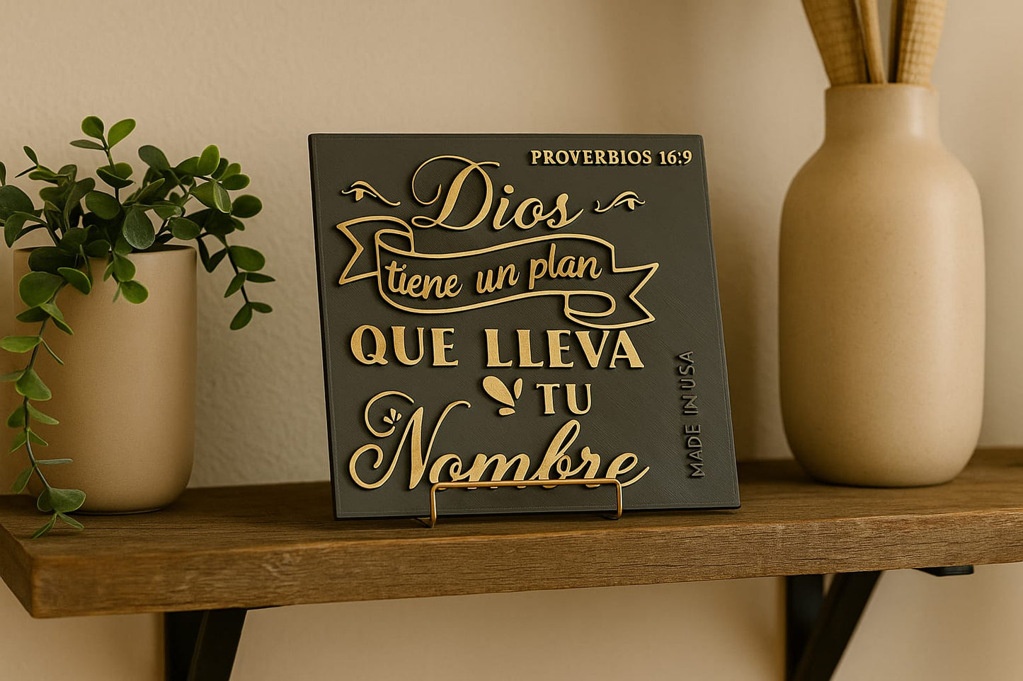 Placa: DIOS TIENE UN PLAN QUE LLEVA TU NOMBRE - Made in USA