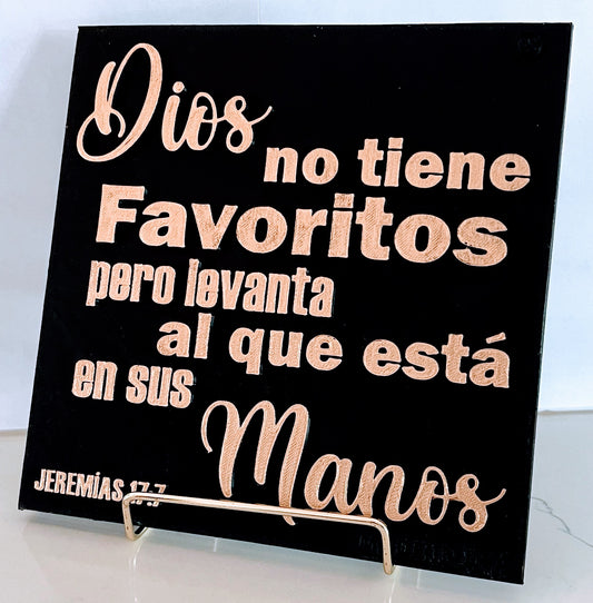 PLAQUE: DIOS NO TIENE FAVORITOS PERO LEVANTA AL QUE ESTA EN SUS MANOS