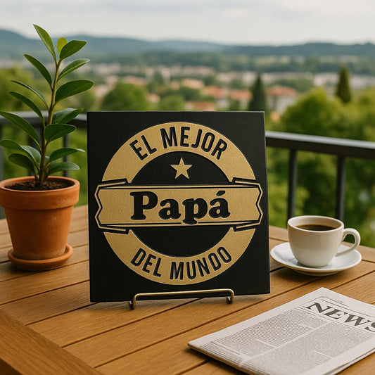 Placa: EL MEJOR PAPA DEL MUNDO - Made in USA