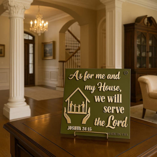 Plaque: AS FOR ME AND MY HOUSE SERVE THE LORD - Made in USA