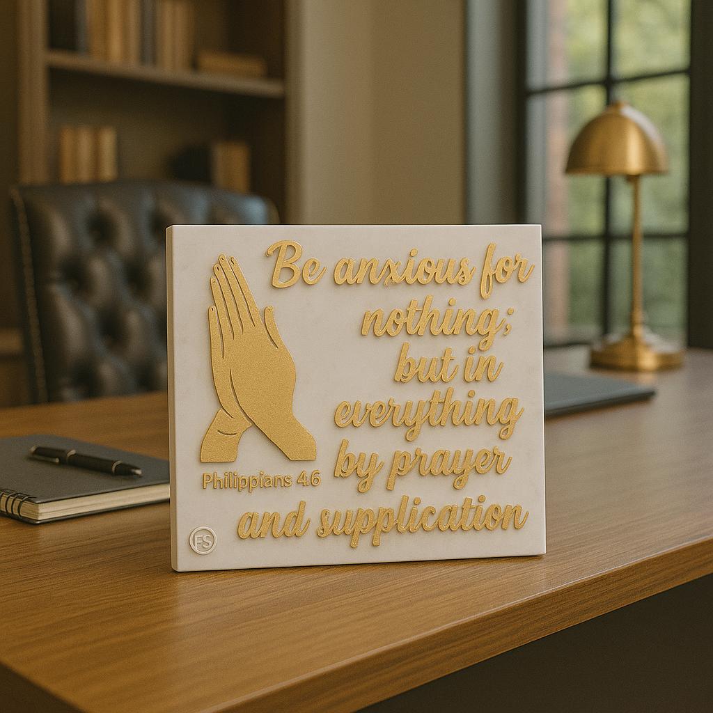 Placa: BE ANXIOUS FOR NOTHING, BUT IN EVERITHING BY PRAYER AND SUPPLICATION - Made in USA