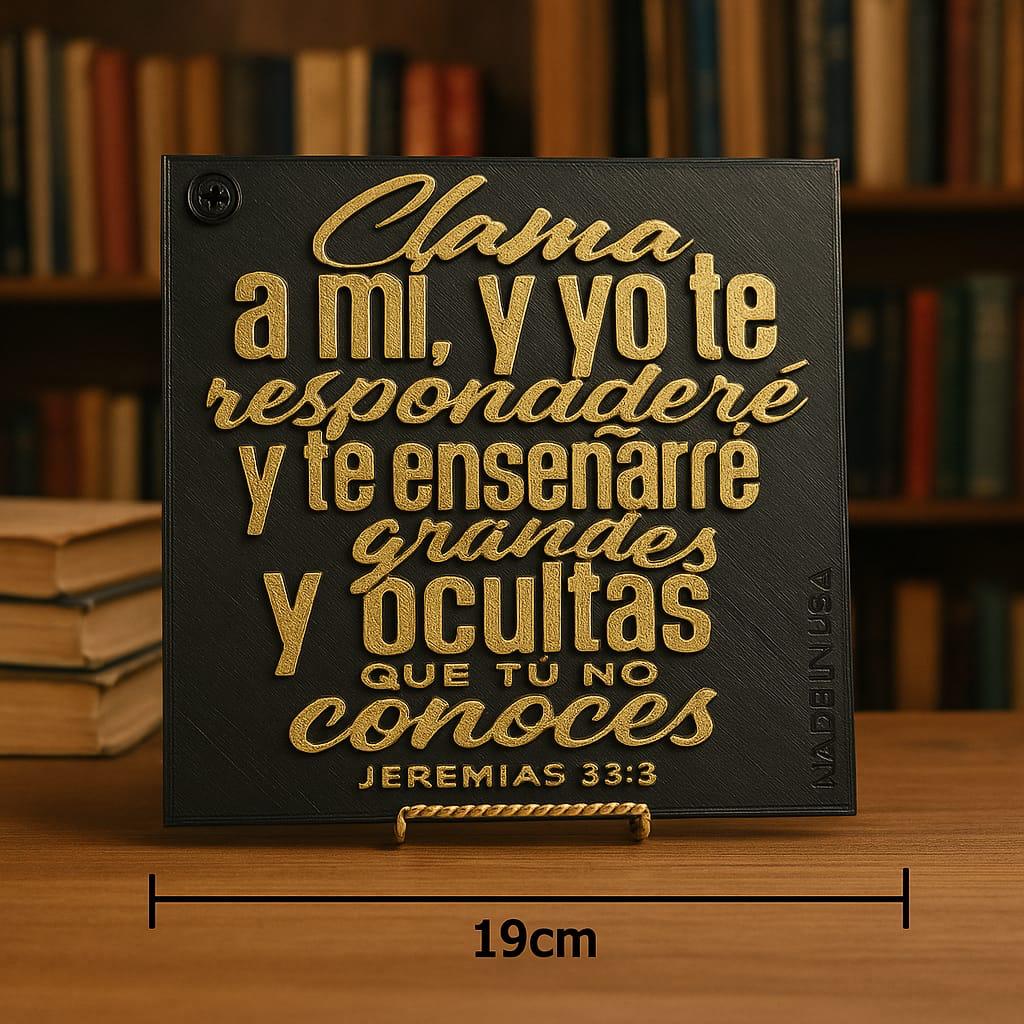 Placa: CLAMA A MI Y YO TE RESPONDERE Y TE ENSENARE COSAS GRANDES Y OCULTAS - Made in USA