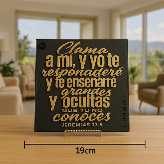 Placa: CLAMA A MI Y YO TE RESPONDERE Y TE ENSENARE COSAS GRANDES Y OCULTAS - Made in USA