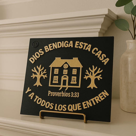 Placa: DIOS BENDIGA ESTA CASA Y A TODO LOS QUE ENTREN - Made in USA