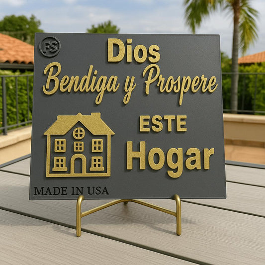 Placa: DIOS BENDIGA Y PROSPERE ESTE HOGAR - Made in USA