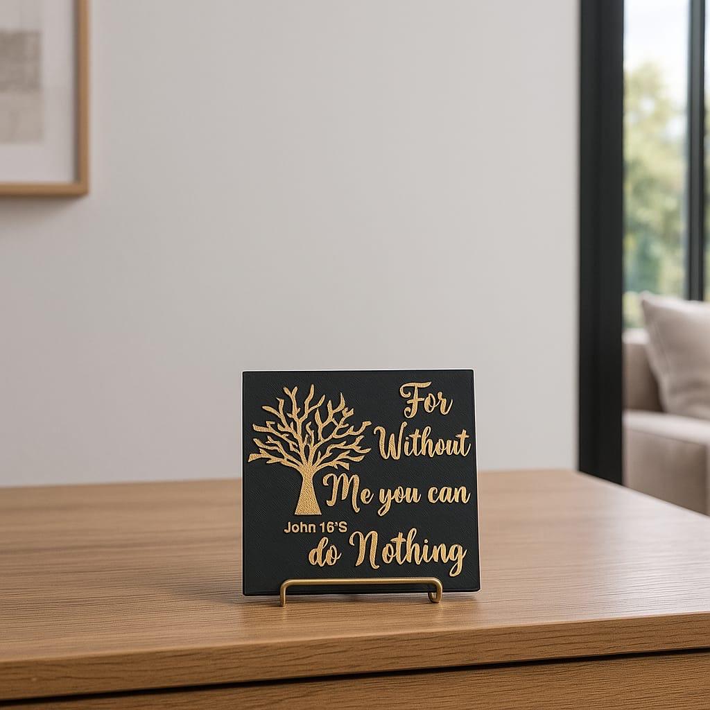 Plaque: FOR WITHOUT ME YOU CAN DO NOTHING - Made in USA