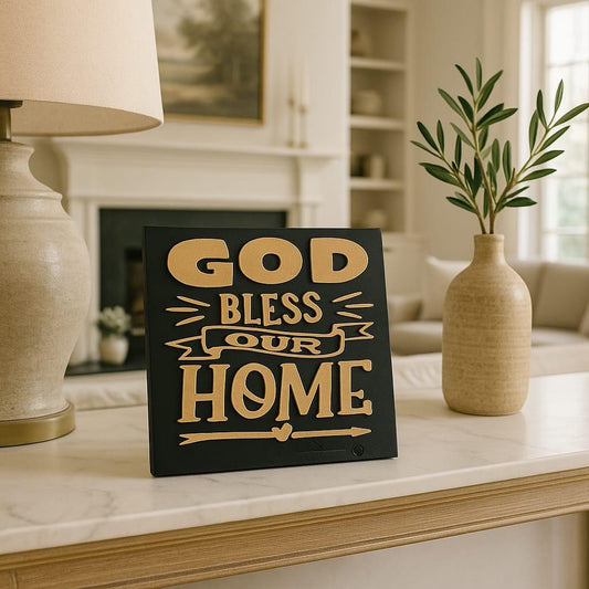 Plaque: GOD BLESS OUR HOME - Made in USA