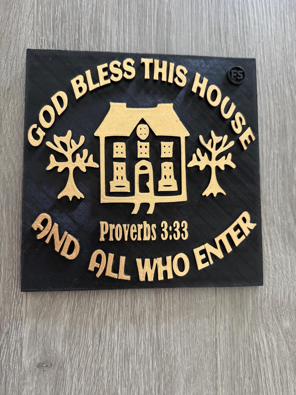 Plaque: GOD BLESS THIS HOME AND ALL ENTER - Made in USA