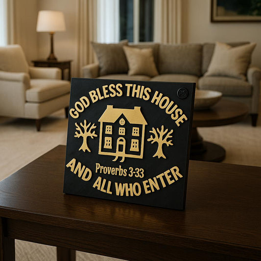 Plaque: GOD BLESS THIS HOME AND ALL ENTER - Made in USA