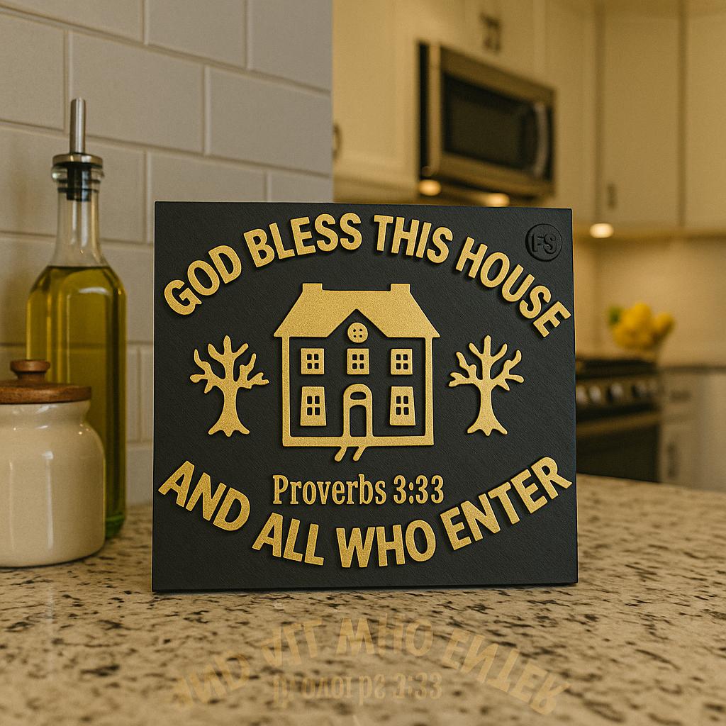 Plaque: GOD BLESS THIS HOME AND ALL ENTER - Made in USA