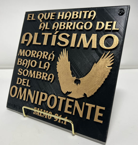 PLAQUE: EL QUE HABITA AL ABRIGRO DEL ALTISIMO MORARA BAJO LA SOMBRA DEL OMNIPOTENTE