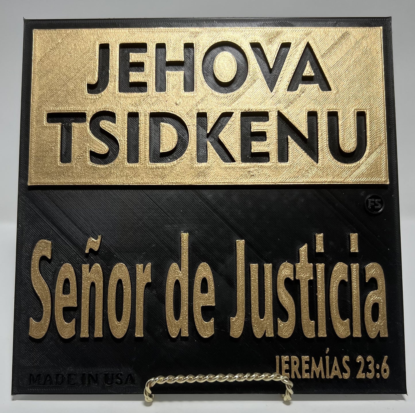 PLAQUE: JEHOVA TSIDKENU - SEÑOR DE JUSTICIA