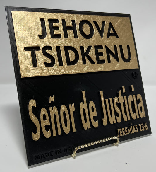 PLAQUE: JEHOVA TSIDKENU - SEÑOR DE JUSTICIA