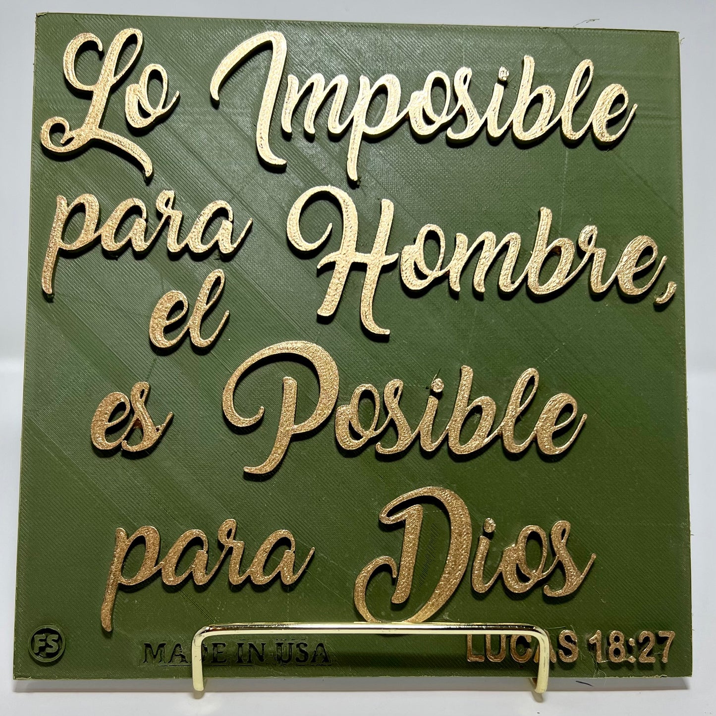 PLAQUE: LO IMPOSIBLE PARA EL HOMBRE ES POSIBLE PARA DIOS - NUEVA VERSION