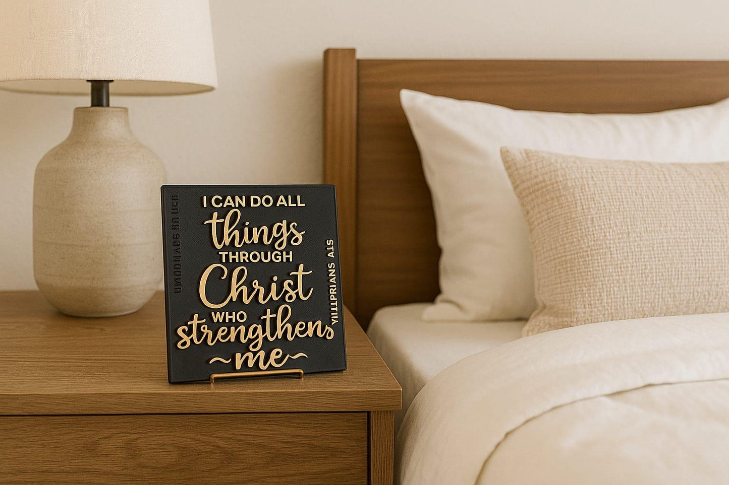 Plaque: I CAN DO THINGS THROUGH CHRIST WHO STRENGTHENS ME - Made in USA