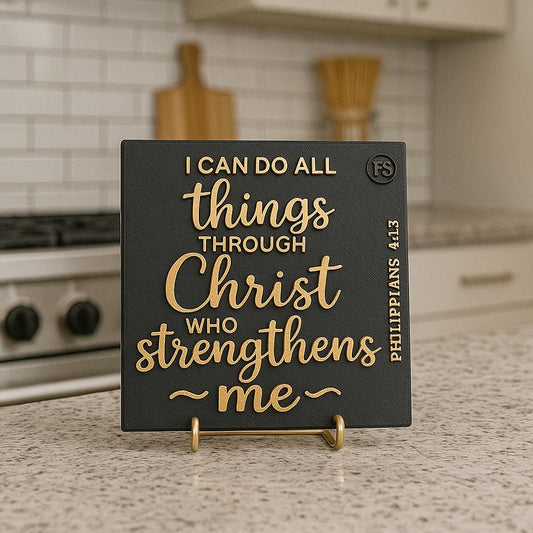 Plaque: I CAN DO THINGS THROUGH CHRIST WHO STRENGTHENS ME - Made in USA