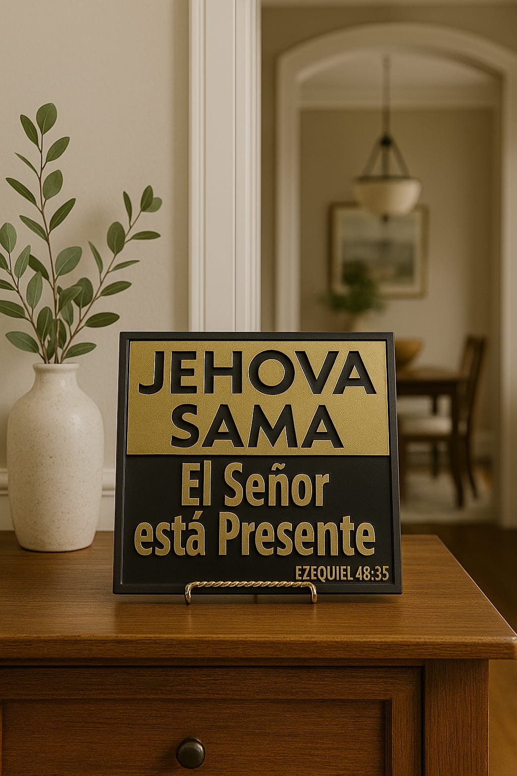 Plaque: JEHOVA SABAOTH - EL SENOR DE LOS EJERCITOS - Made in USA