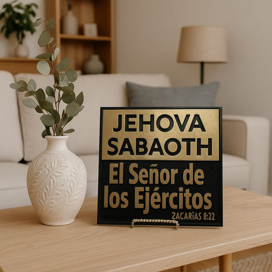 Plaque: JEHOVA SABAOTH - EL SENOR DE LOS EJERCITOS - Made in USA