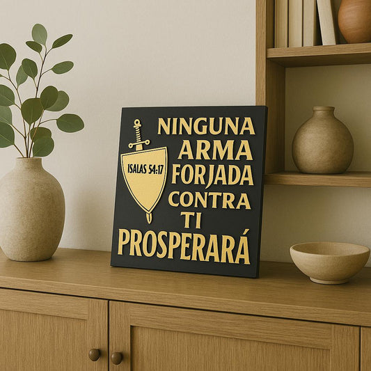 Placa: NINGUNA ARMA FORJADA CONTRA TI PROSPERARA - Made in USA