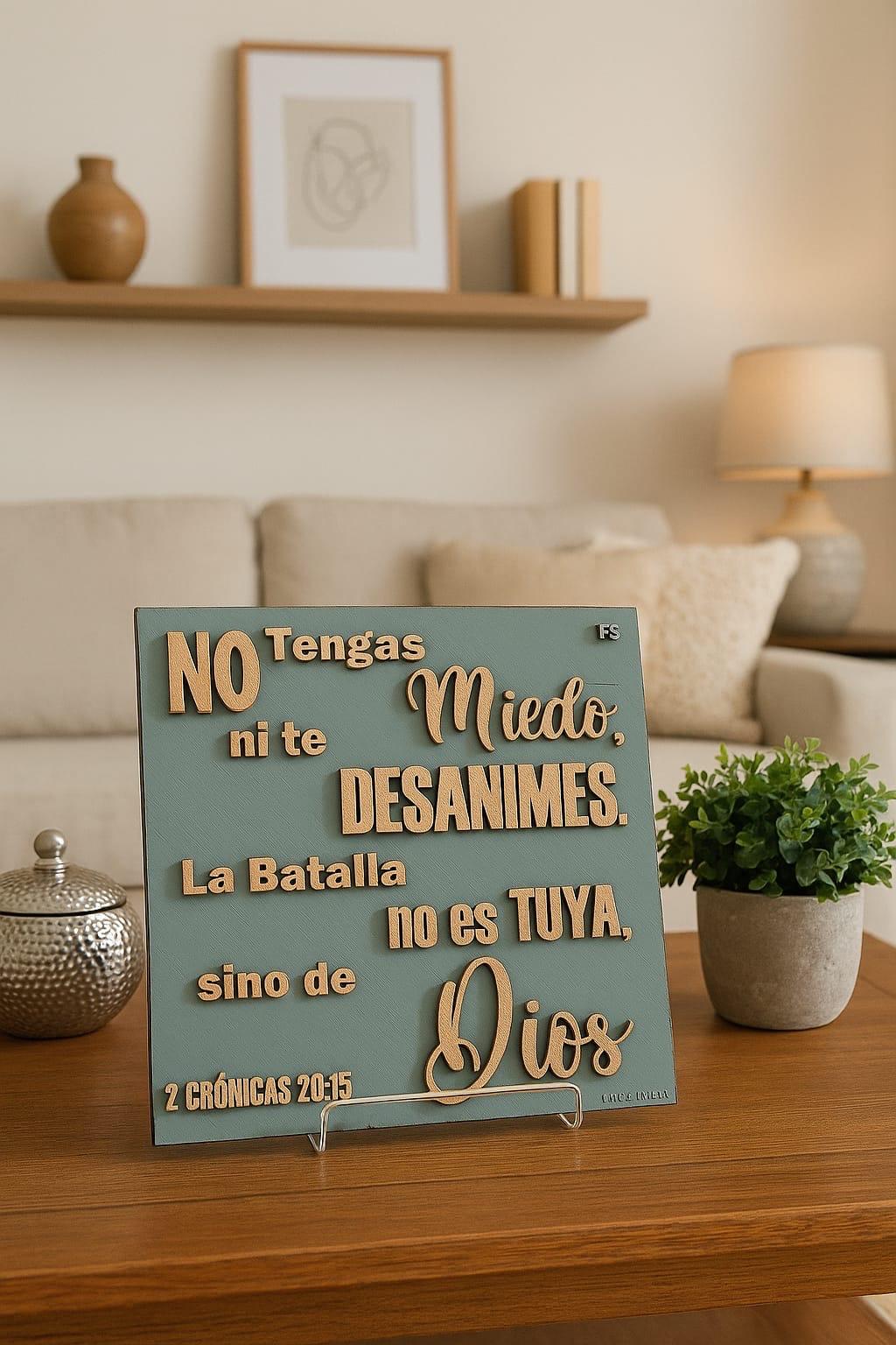 Placa: NO TENGAS MIEDO NI TE DESANIMES,LA BATALLA NO ES TUYA, SINO DE DIOS - Made in USA