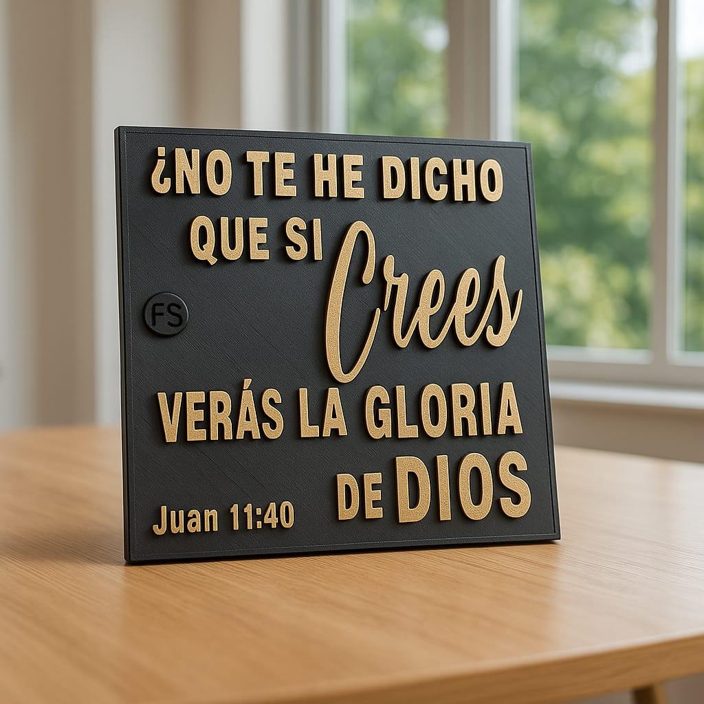 Placa: NO TE HE DICHO QUE SI CREES VERAS LA GLORIA DE DIOS - Made in USA