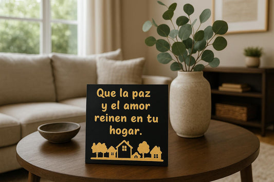 Placa: QUE LA PAZ Y EL AMOR REINE EN TU HOGAR - Made in USA