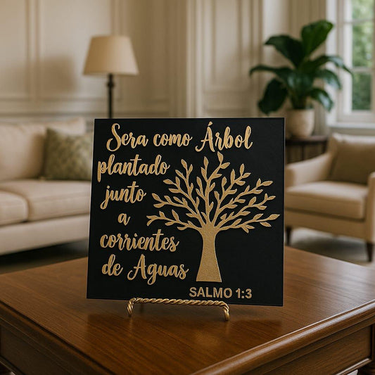 Placa: SERAS COMO ARBOL PLANTADO JUNTO A CORRIENTE DE AGUAS - Made in USA