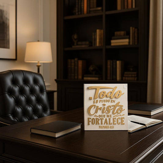 Placa: TODO LO PUEDO EN CRISTO QUE ME FORTALECE - Made in USA