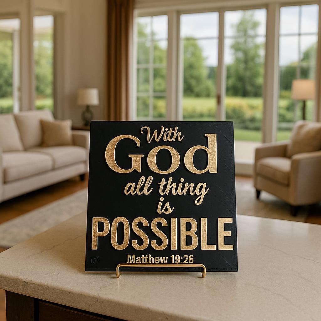 Plaque: WITH GOD ALL THING IS POSSIBLE - Made in USA
