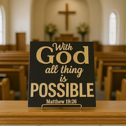 Plaque: WITH GOD ALL THING IS POSSIBLE - Made in USA