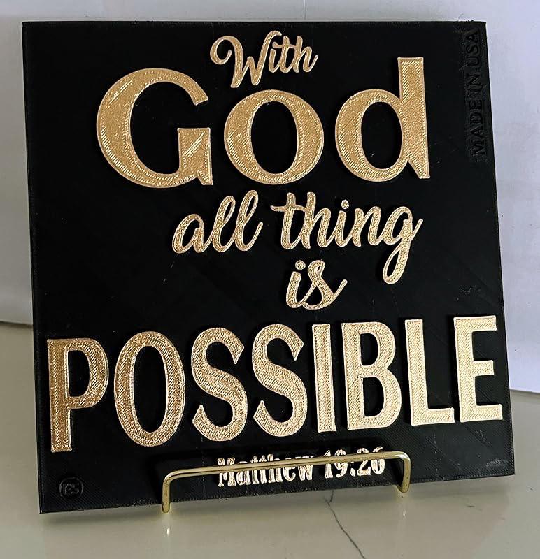 Plaque: WITH GOD ALL THING IS POSSIBLE - Made in USA
