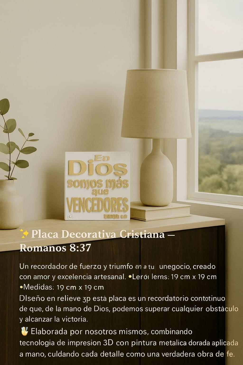 Placa: EN DIOS SOMOS MAS QUE VENCEDORES - Made in USA